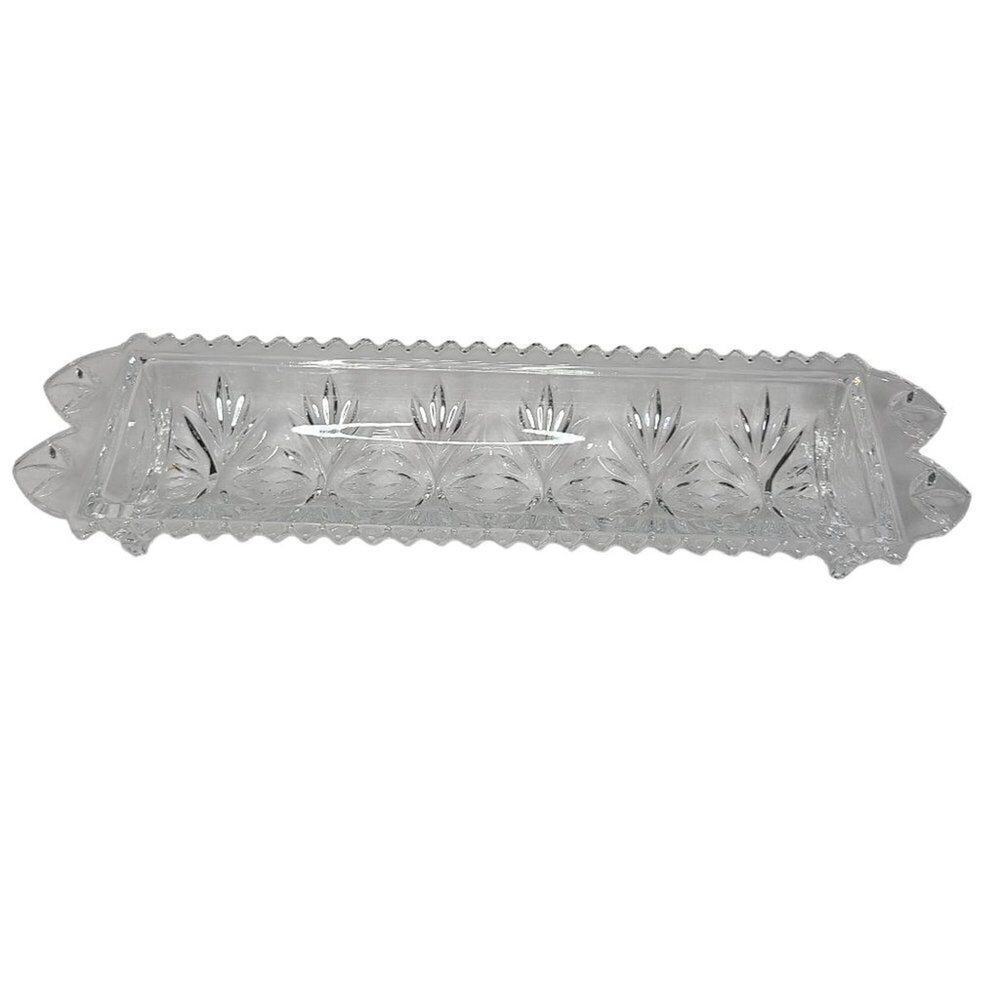 Fifth Ave Dining Serveware, "Portico" 24% Lead Crystal 12in Footed Cracker Tray